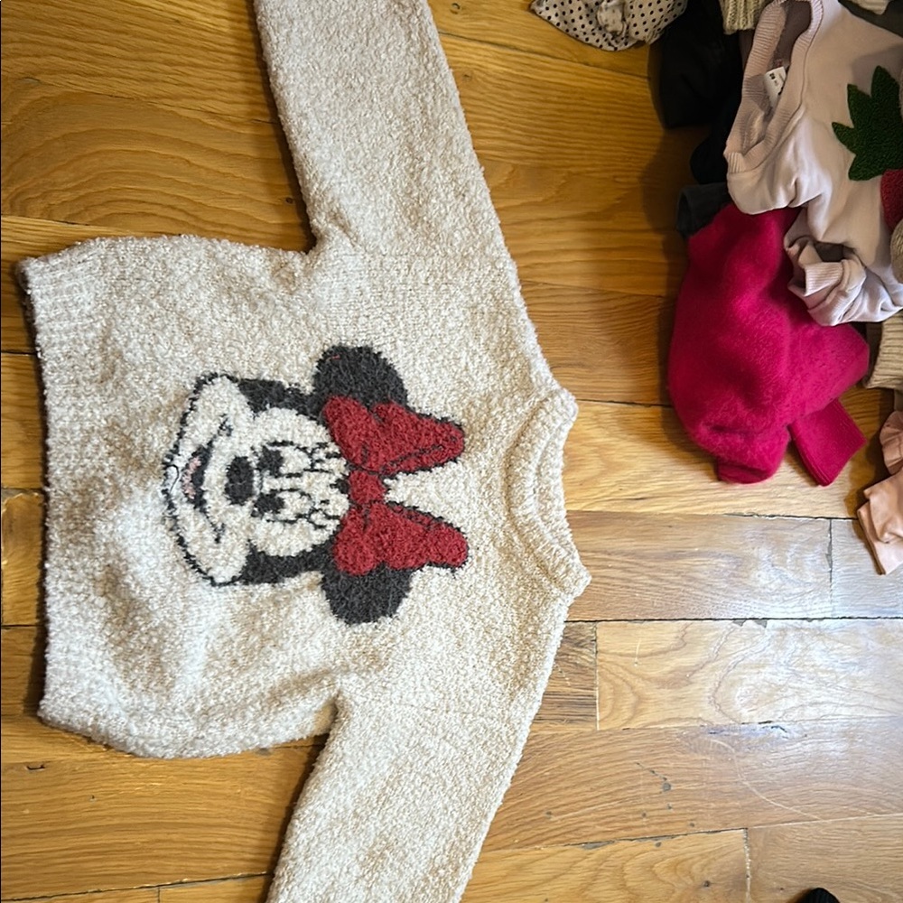Disney Cream and Red Mickey Mouse Sweater